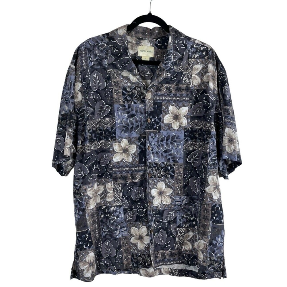 Joseph & Feiss 100% Silk Hawaiian Floral Button Down Casual Shirt Mens XL EUC